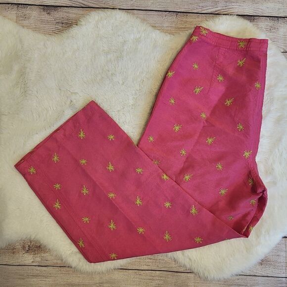 NWOT Debra Deroo hot pink & lime green silk pants - Picture 7 of 7